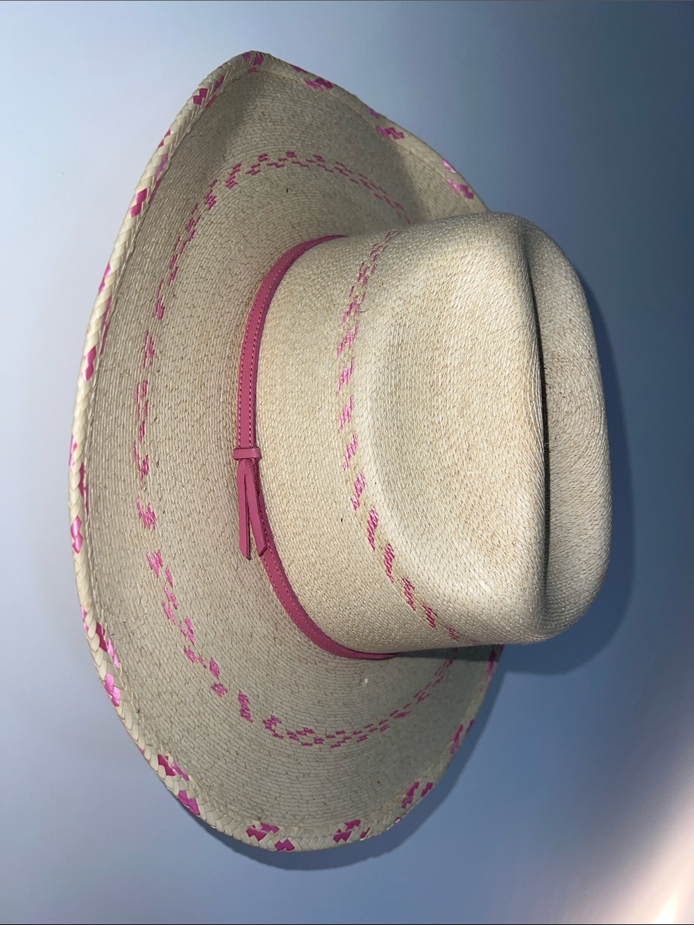 Girl’s Straw Western Hat with Pink Trim